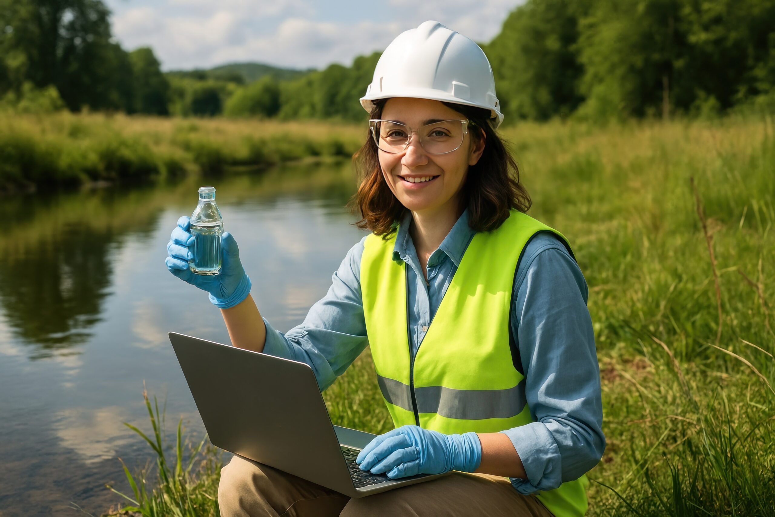 Environmental scientist conducting water analysis
